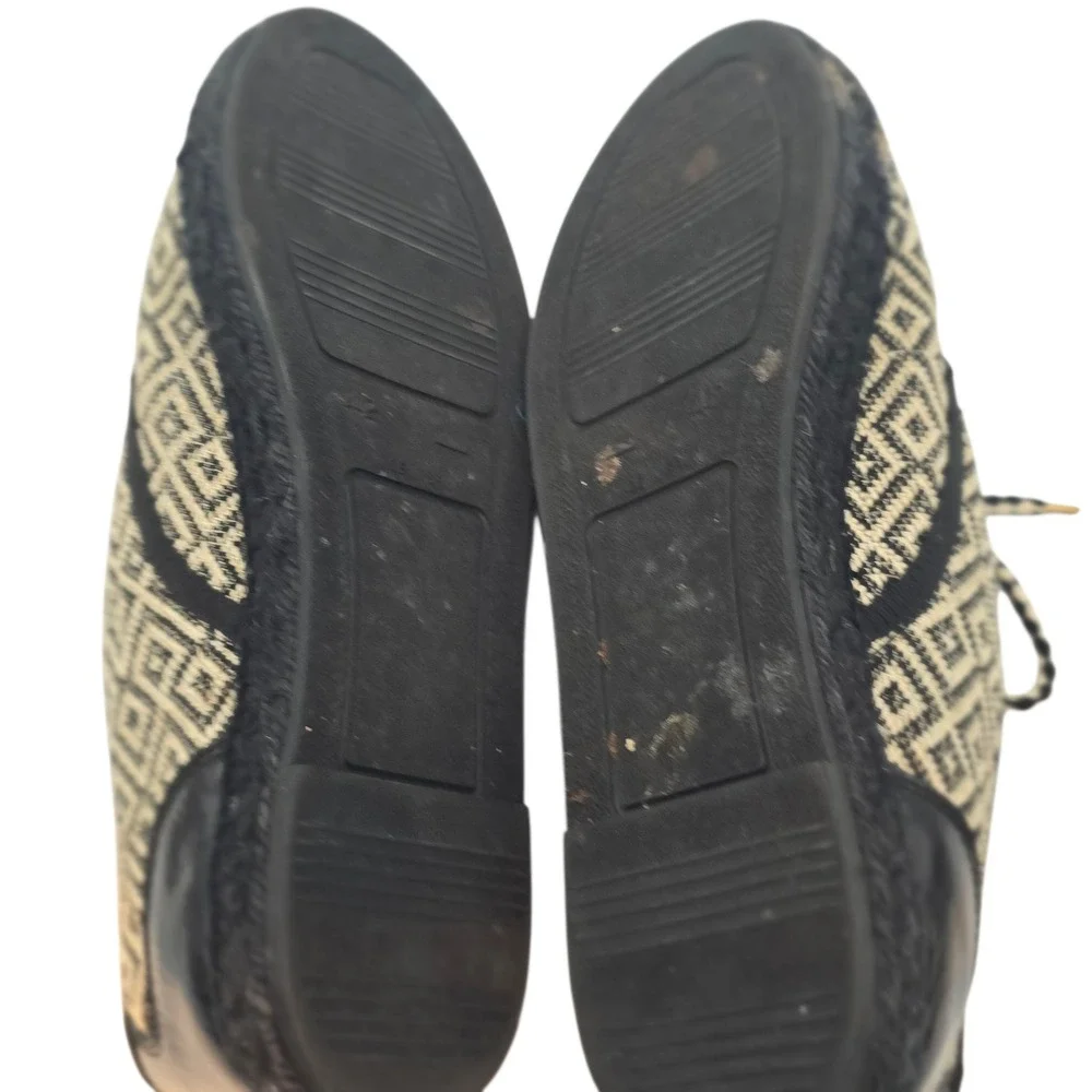 Kanna‎ Made in Spain Women's 11 Woven Espadrille Sneakers Black Tan Boho Luxe